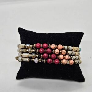 multicolor beaded layered stretch bracelet